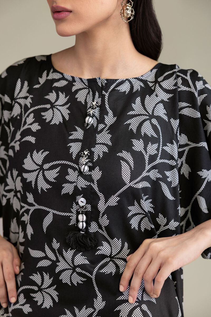 Printed | Cotton Viscose | Black Floral Kurta | USD 35.00