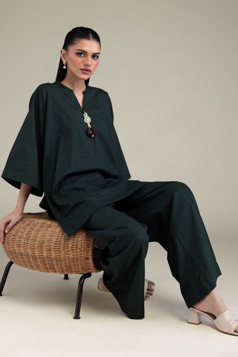 Dyed | Textured Cotton Viscose | V-Neck Cotton Kurta | USD 35.00