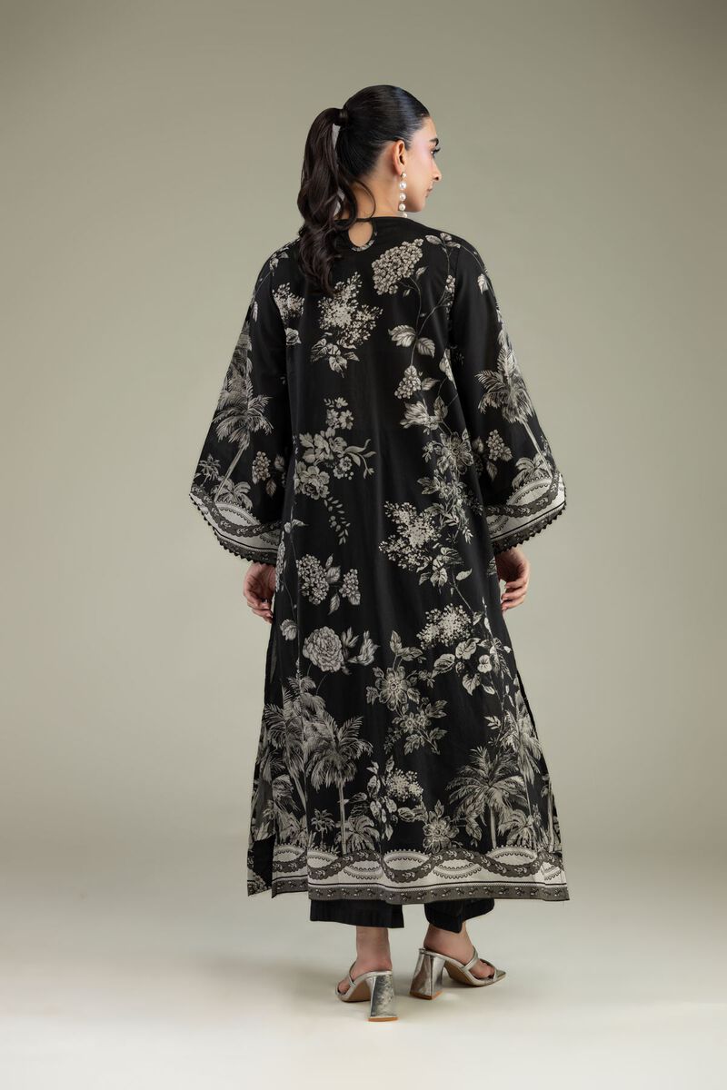 Printed | Cambric | Long Black Kurta | USD 45.00