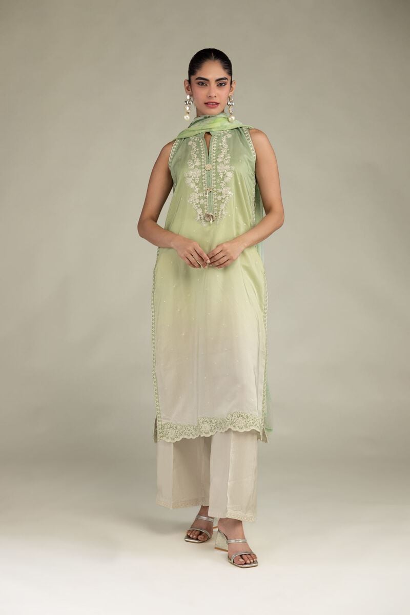 Embroidered | Blended Viscose | Sleeveless Floral Kurta | USD 60.00