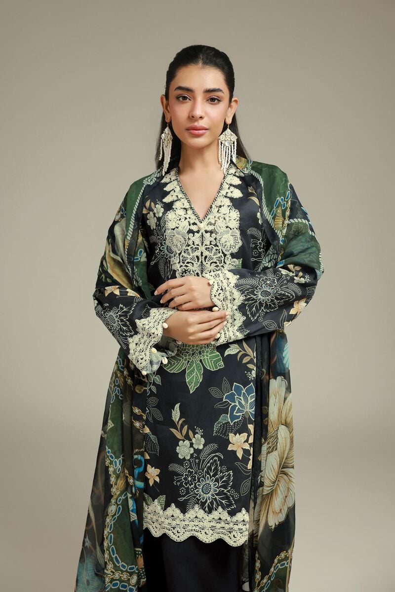 Embroidered | Satin | 3-Piece Tailored Suit | USD 75.00