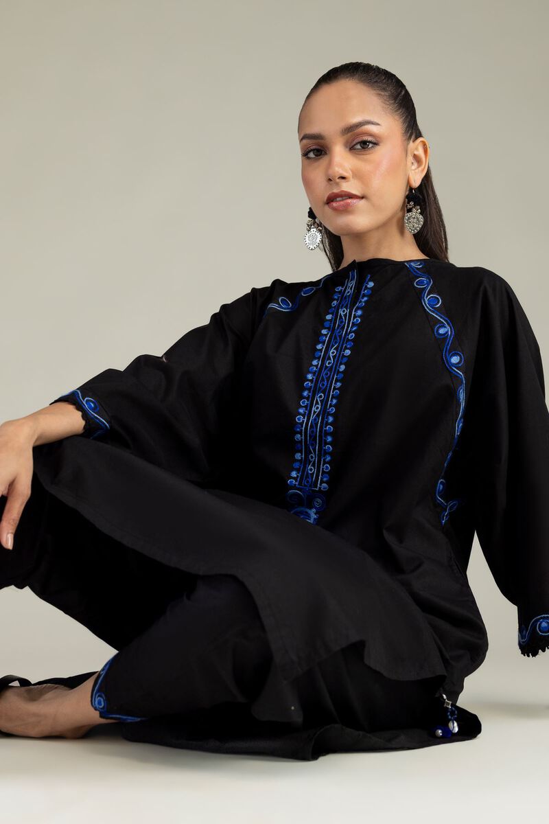 Embroidered | Cambric | Black Cambric Kurta | USD 40.00