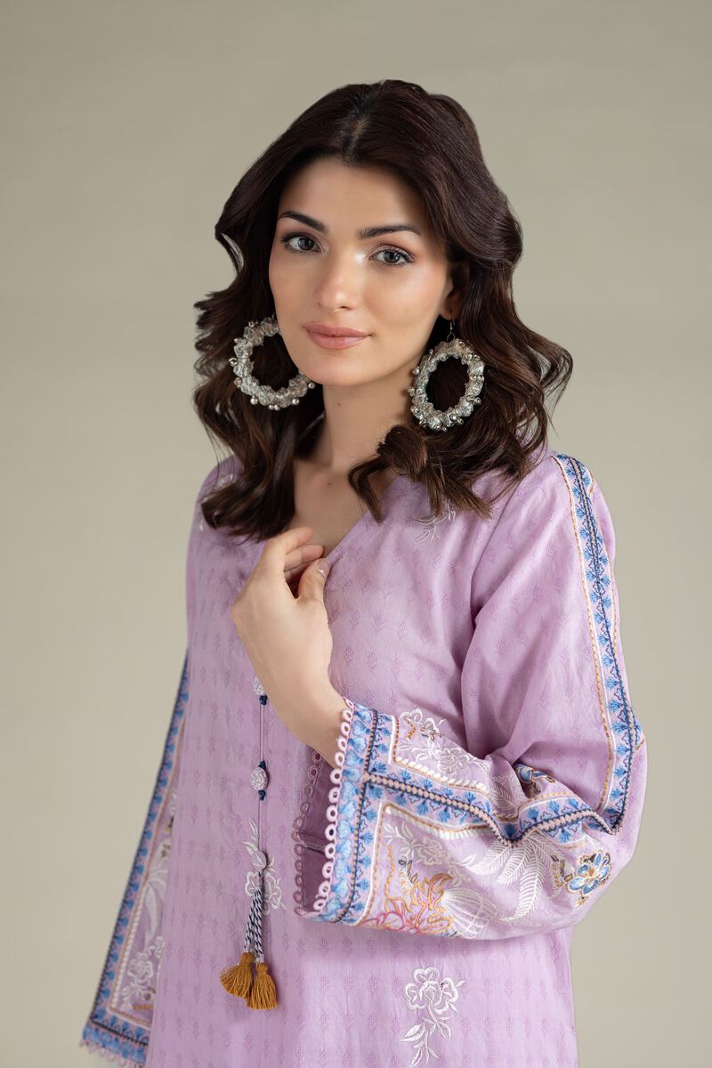 Embroidered | Cotton Dobby | Lavendar Tailored Set | USD 65.00