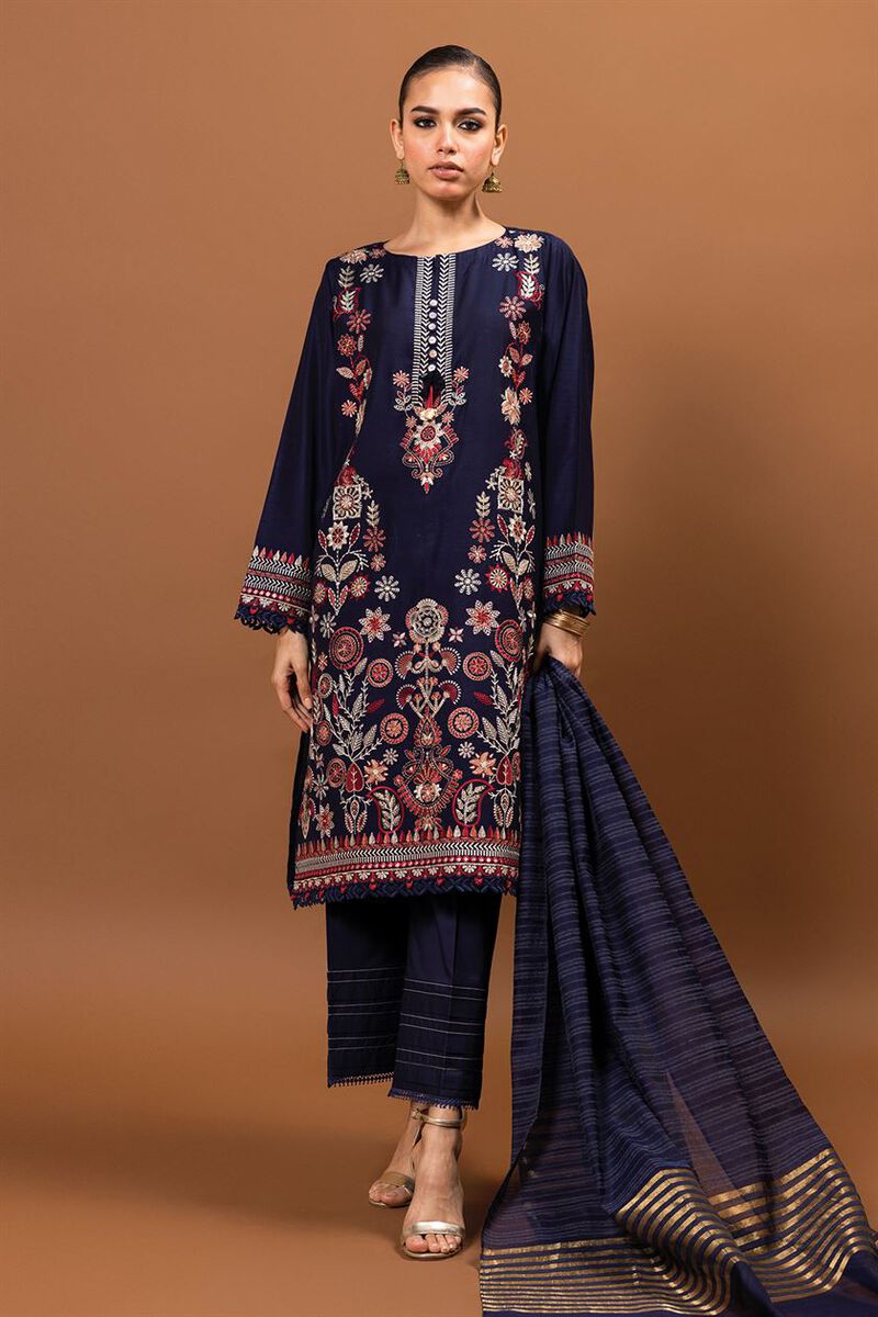 Embroidered | Dull Raw Silk | Fabrics 3 Piece | null