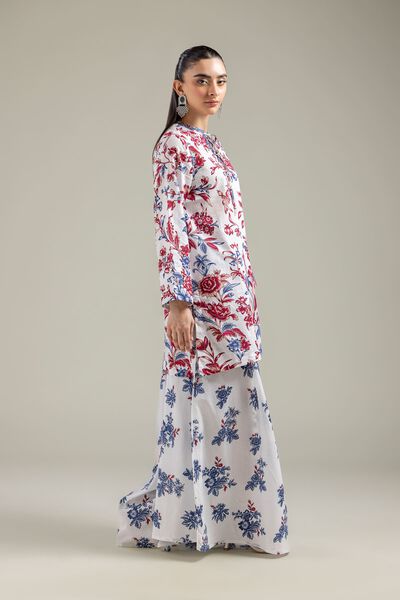 Embroidered | Cotton Dobby | White Floral Pants | USD 35.00