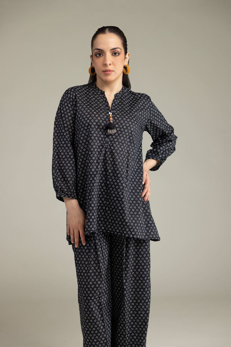 Printed | Viscose Crepe | Black Viscose Blouse | null
