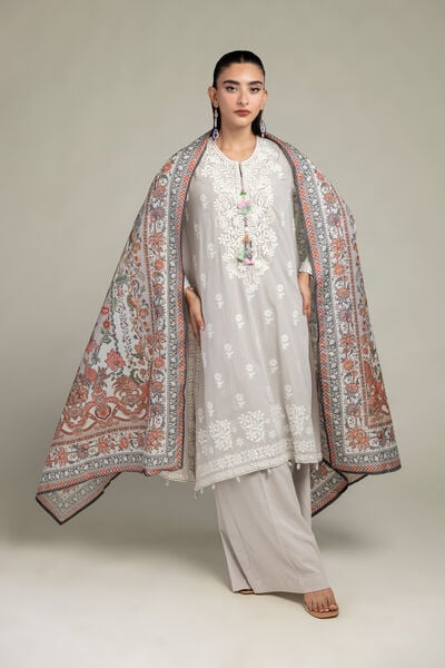 Embroidered | Raw Silk | Floral Longline Kurta | USD 65.00