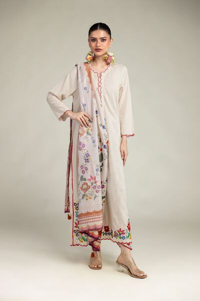 Embroidered | Raw Silk | Floral Silk Shalwar | USD 30.00