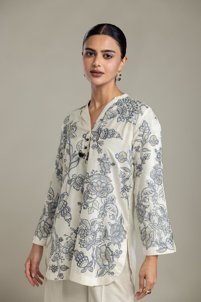 Embroidered | Raw Silk | Floral Silk Kurta | USD 70.00