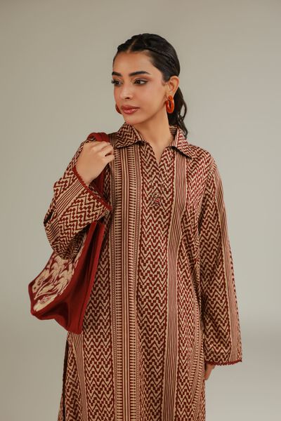 Printed | Textured Cotton | Brown Cotton Kurta | USD 30.00