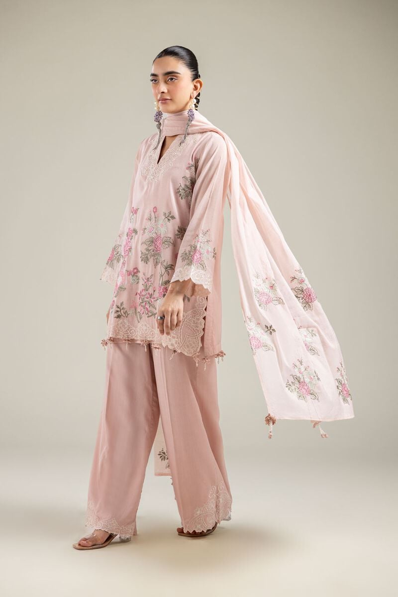 Paper Silk | Floral Pink Dupatta | USD 40.00