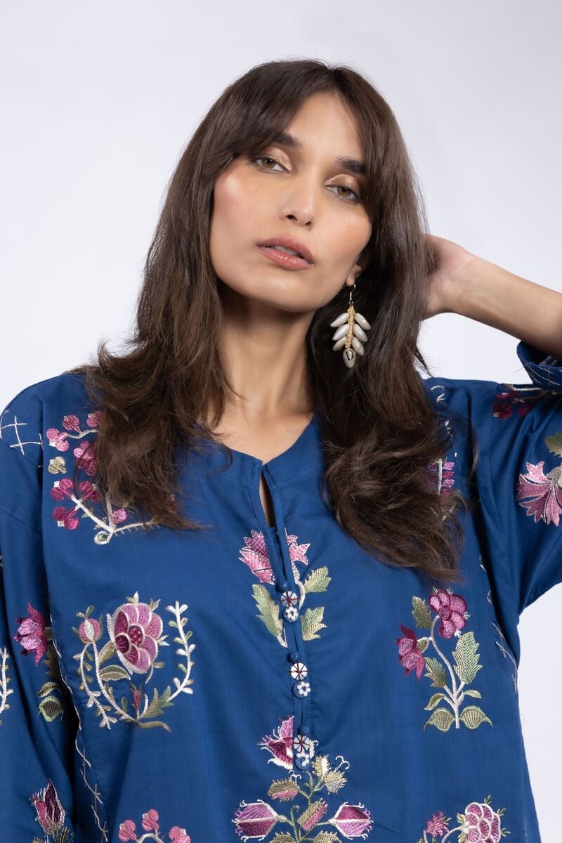 Embroidered | Crosshatch Poplin | Kurta | USD 17.50