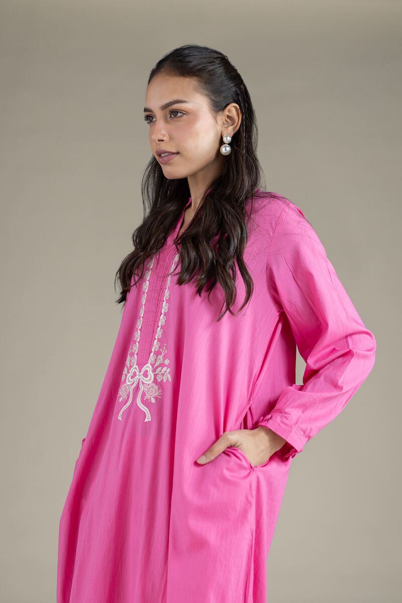 Embroidered | Textured Cambric | Longline Kurta  | USD 40.00
