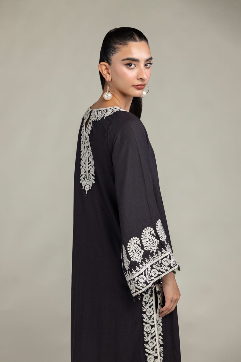 Embroidered | Raw Silk | Black Silk Kurta | USD 65.00