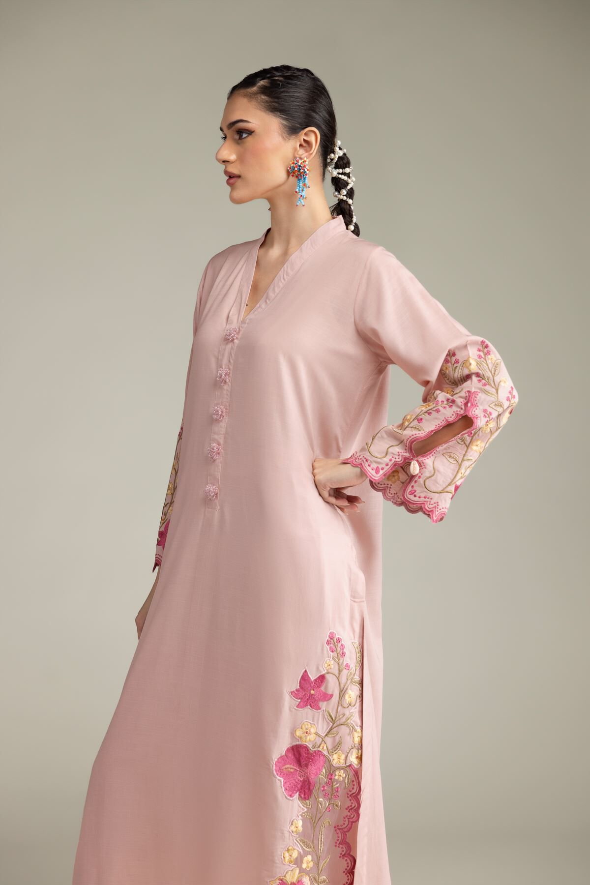 Buy Pink Longline Kurta | 0.0 N/A | 2-26-211-A-A1-VG_MULTI