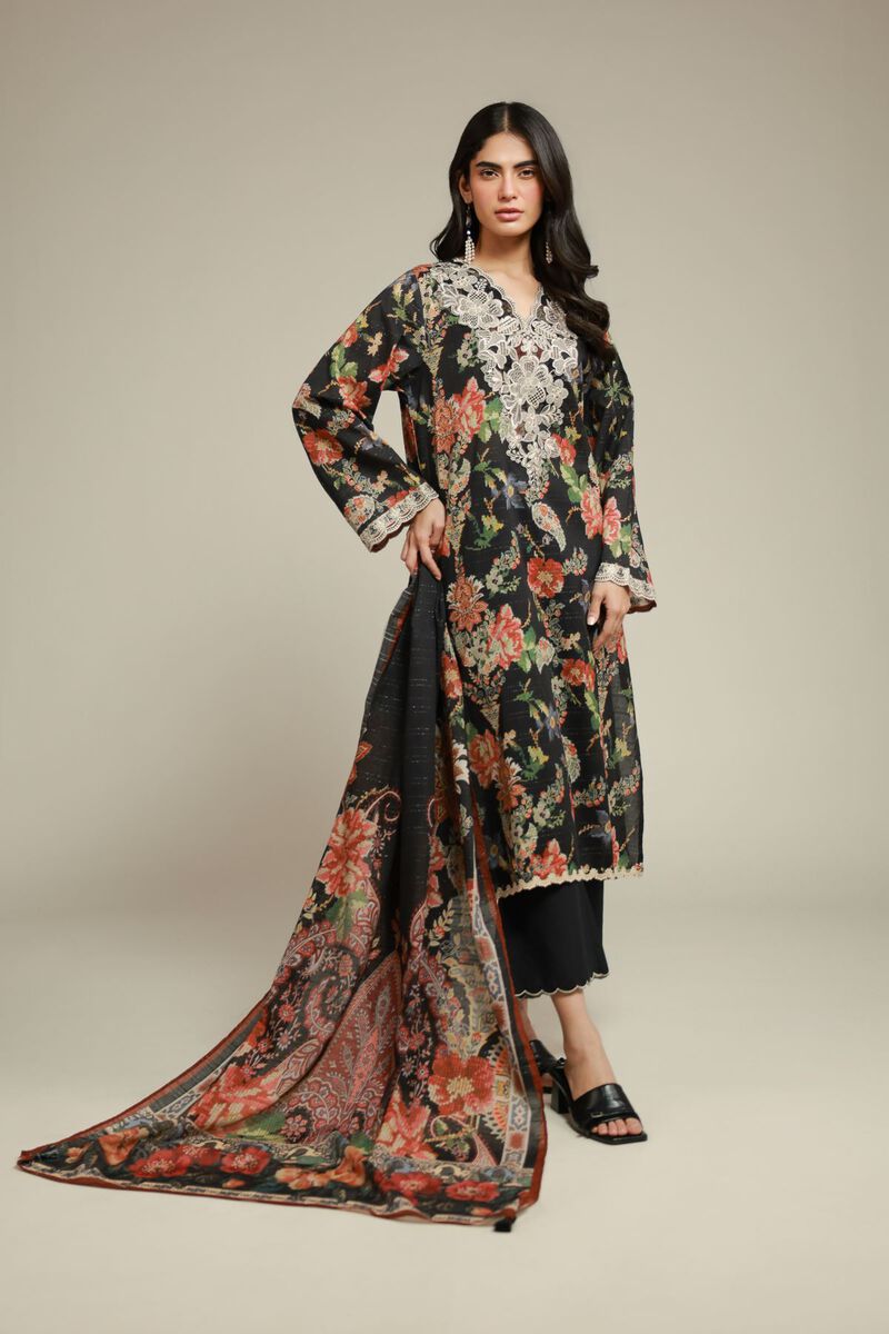 Embroidered | Mesuri | Black Tailored Set | USD 70.00