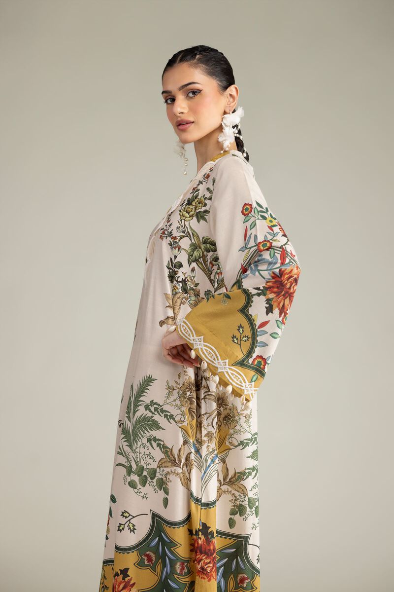 Embroidered | Raw Silk | Long Floral Kurta | USD 60.00