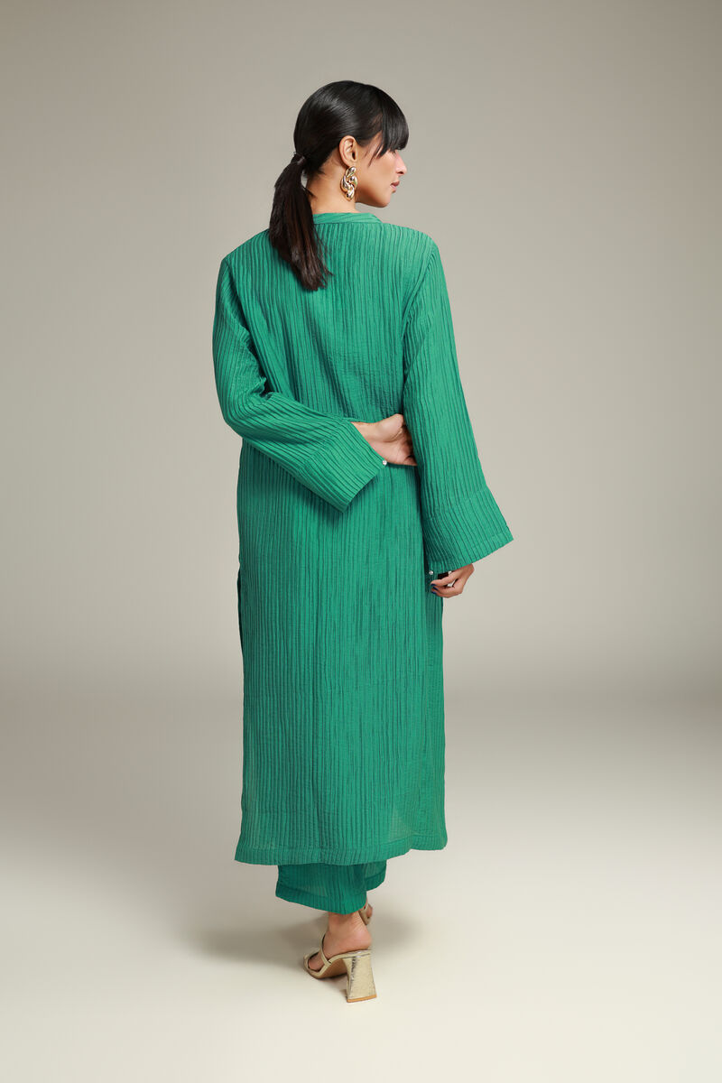 Dyed | Blended Crinkle | Solid Long Kurta | USD 35.00