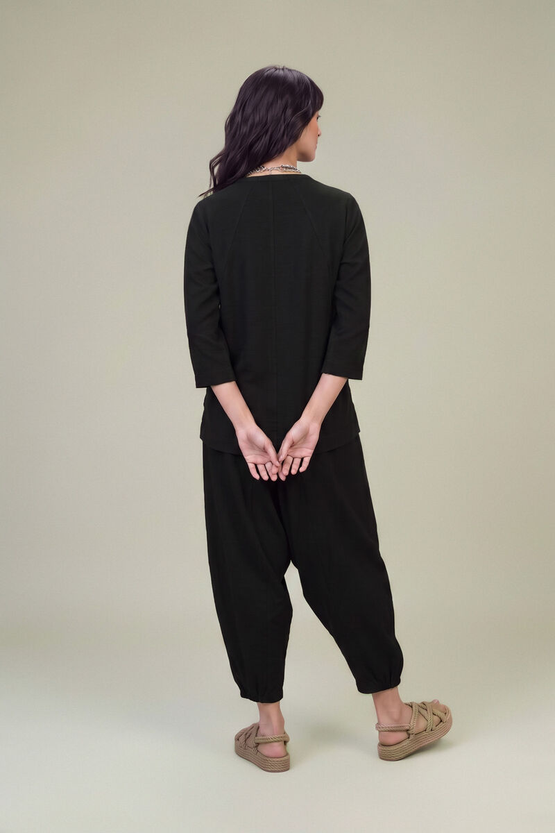 Dyed | Textured Georgette | Solid Black Tunic | USD 40.00