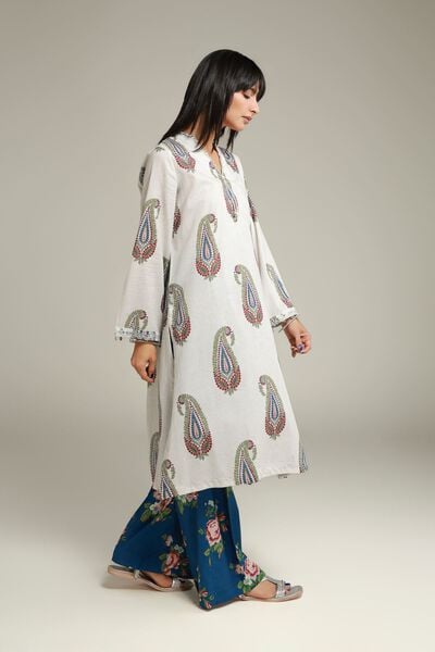 Embroidered | Cambric | Blue Floral Pants | USD 25.00