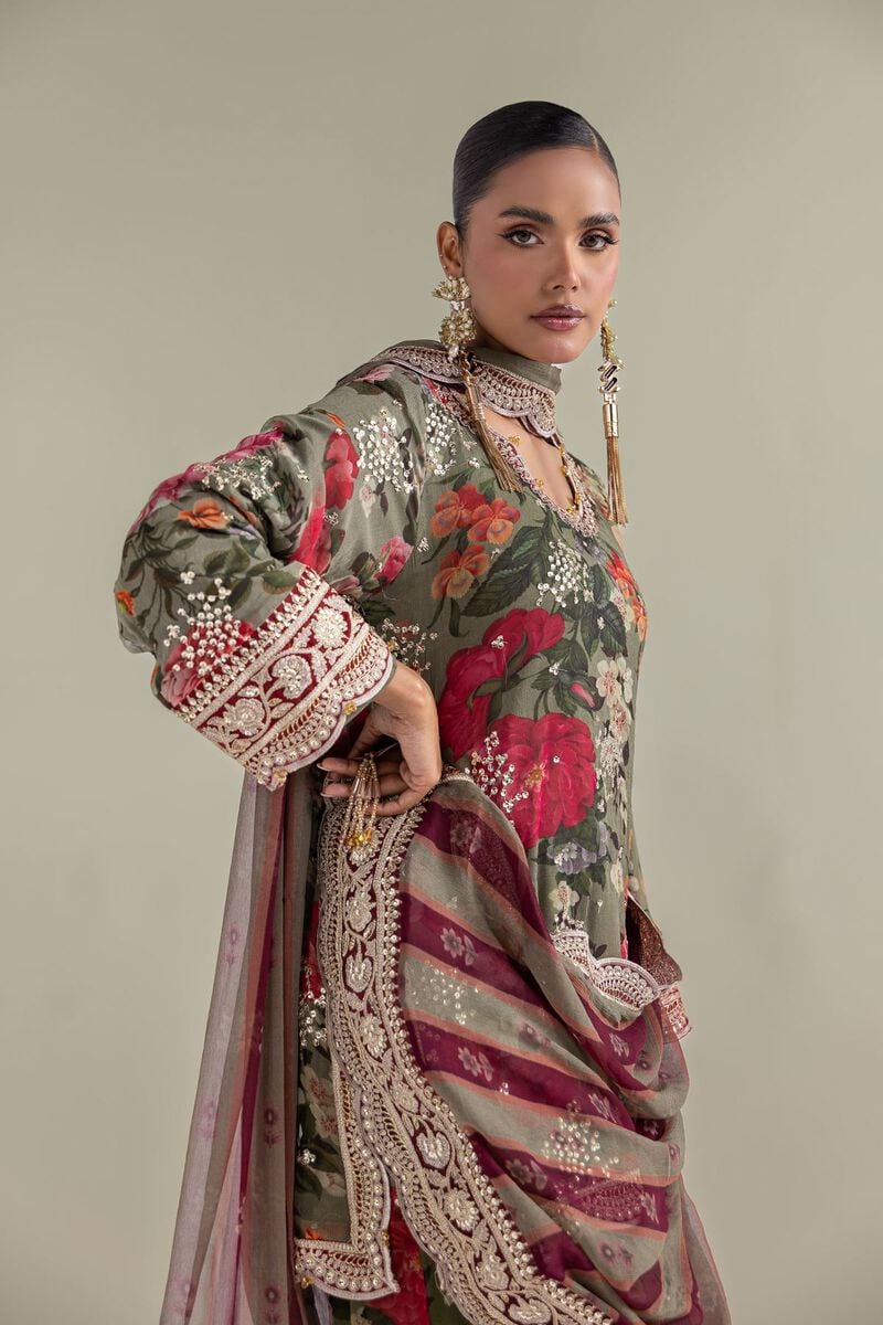 Embroidered | Chiffon | Floral 3-Piece Co-ords | USD 180.00