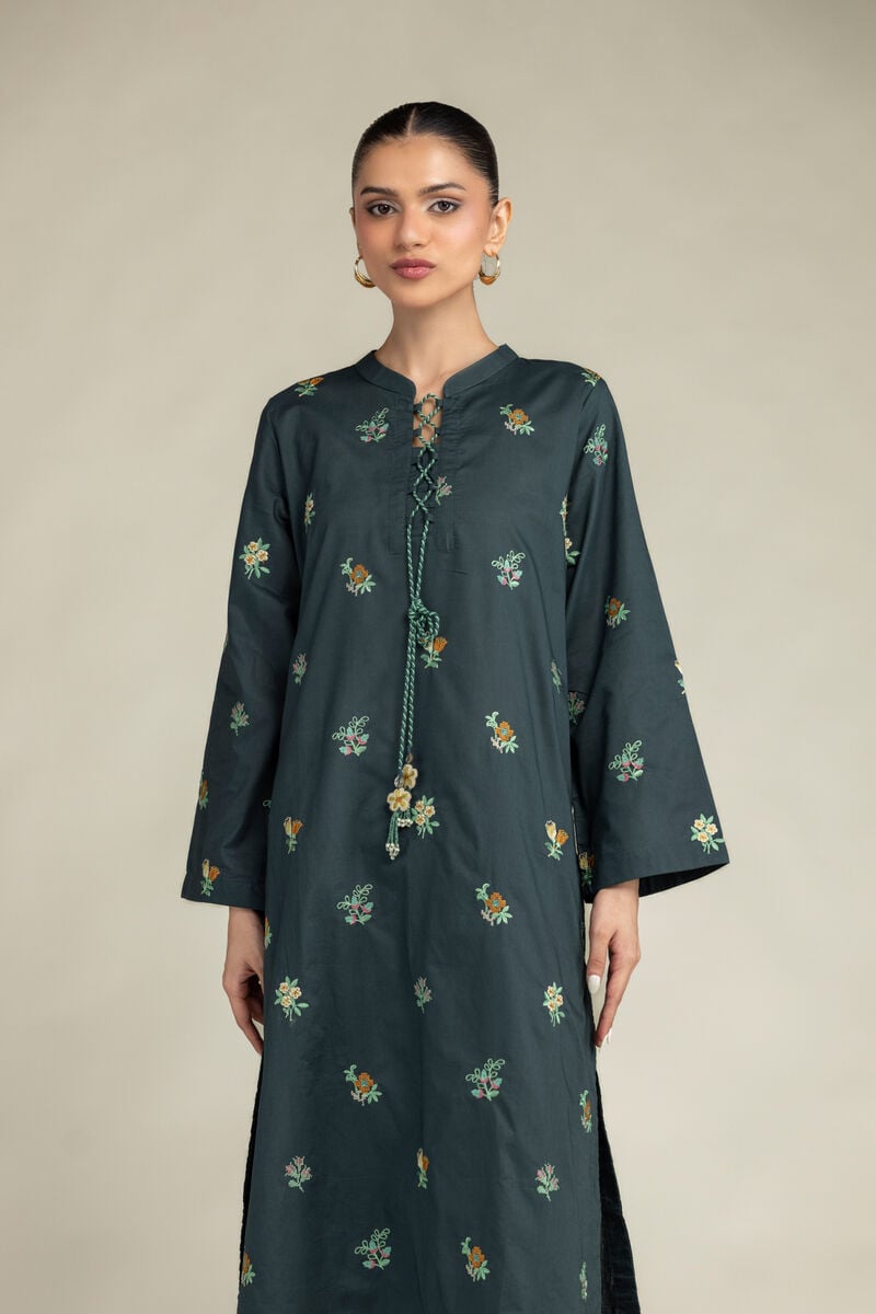Embroidered | Cambric | Green Cambric Kurta | USD 45.00