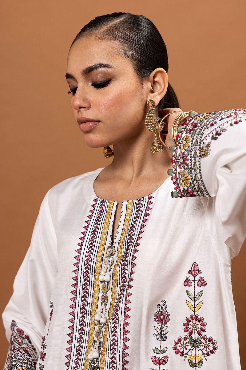 Embroidered | Dull Raw Silk | Fabrics 3 Piece | null