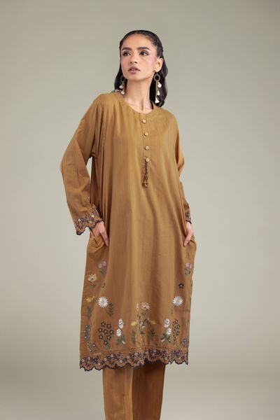 Embroidered | Textured Cotton | Cotton Longline Kurta | USD 55.00