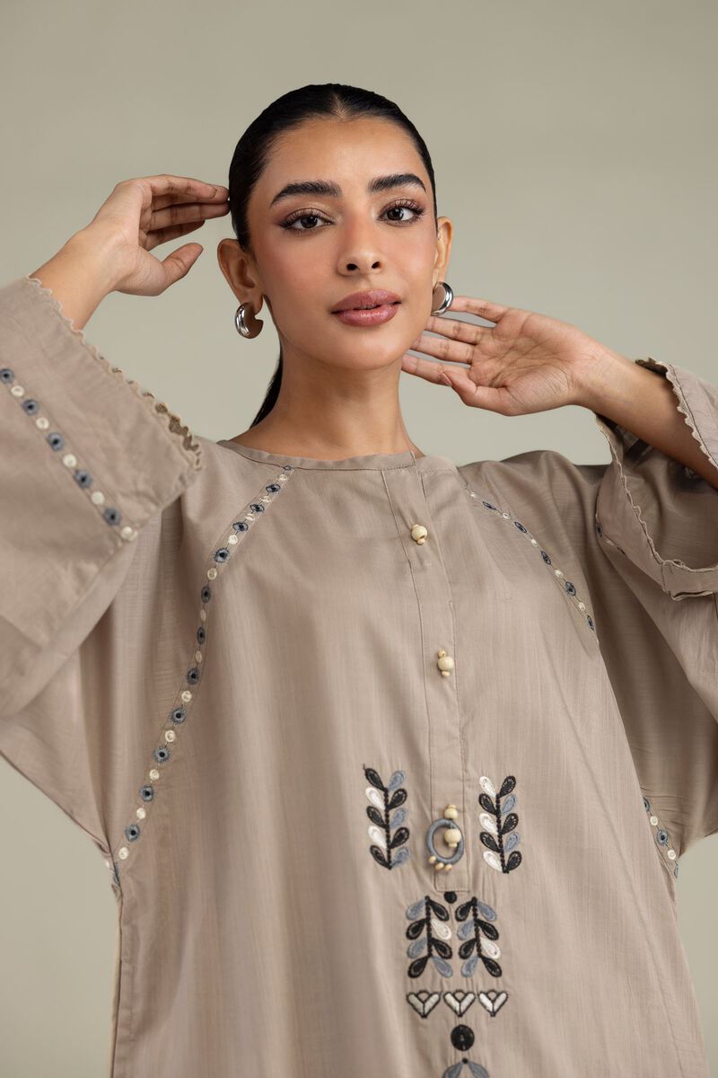 Textured Cotton | Embroidered | Textued Cotton Kurta | USD 40.00