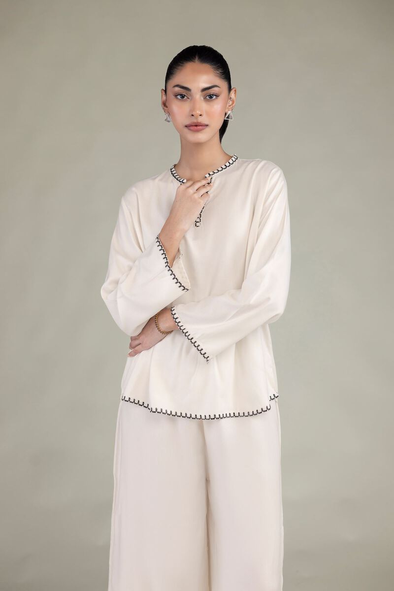 Embroidered | Viscose Crepe | Solid Viscose Tunic | USD 40.00