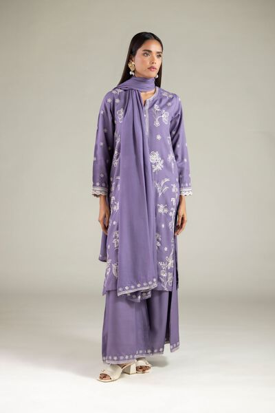 Embroidered | Raw Silk | Relaxed Floral Pants | USD 40.00