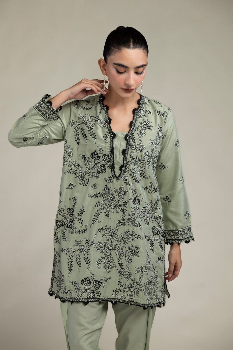 Raw Silk | Floral Silk Kurta | USD 70.00
