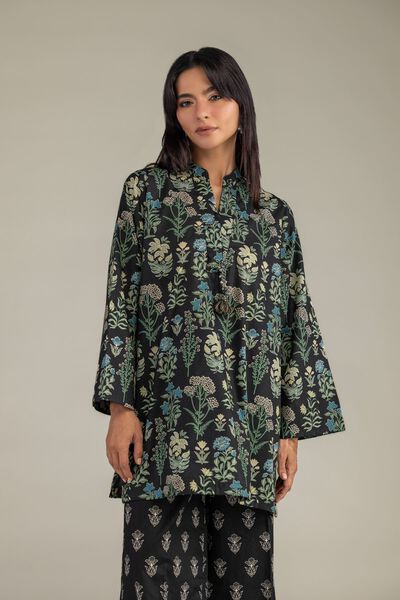 Printed | Cambric | Black Floral Kurta | USD 35.00