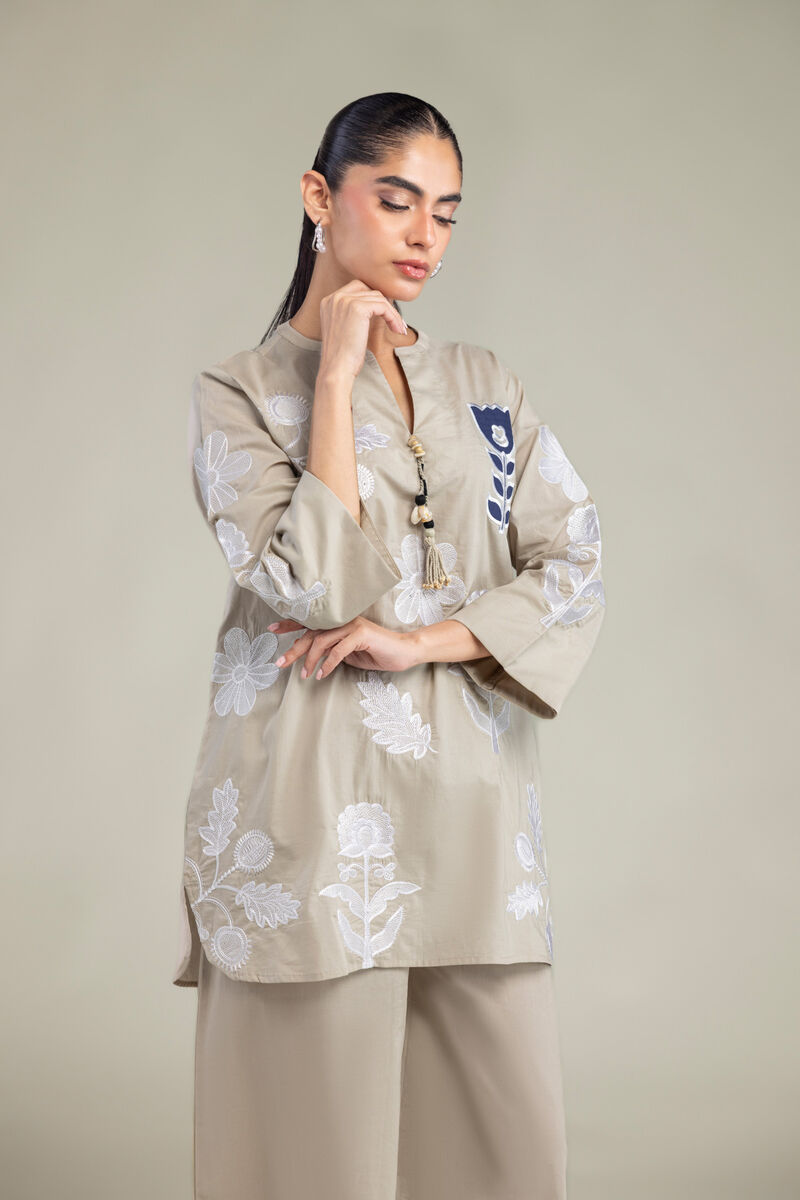 Embroidered | Cambric | Floral Cambric Tunic | USD 45.00