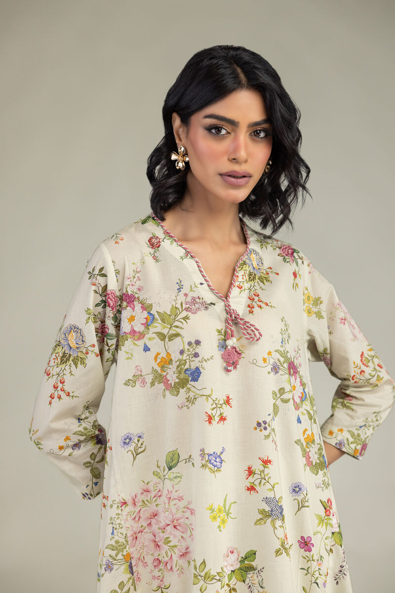 Embroidered | Cambric | Floral V-Neck Kurta | USD 30.00