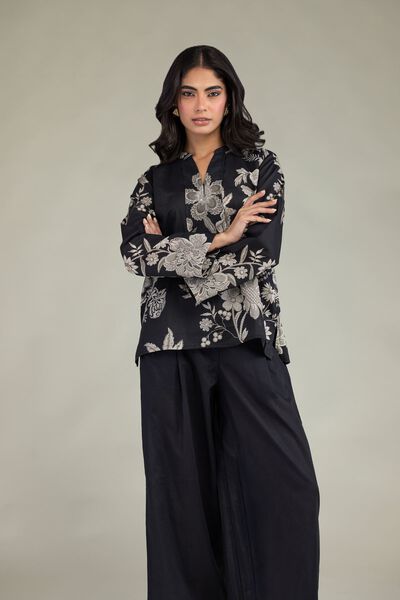 Printed | Cambric | Black Floral Tunic | USD 35.00