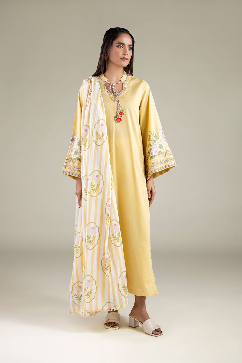 Embroidered | Lawn | Floral Striped Dupatta | USD 25.00