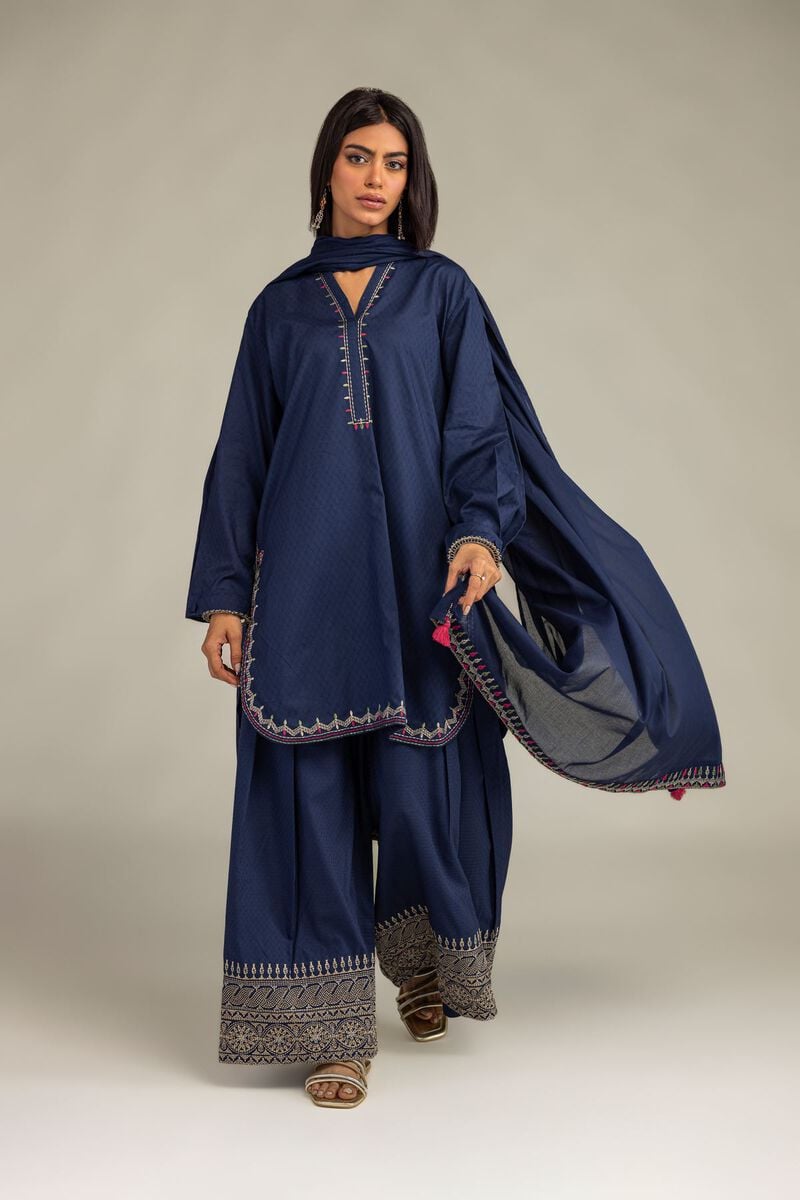 Embroidered | Lawn | Navy Lawn Dupatta | USD 35.00