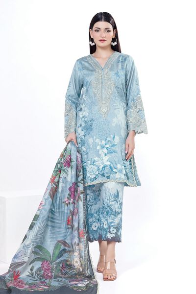 Embroidered | Cotton Satin | Fabrics 3 Piece | USD 27.50