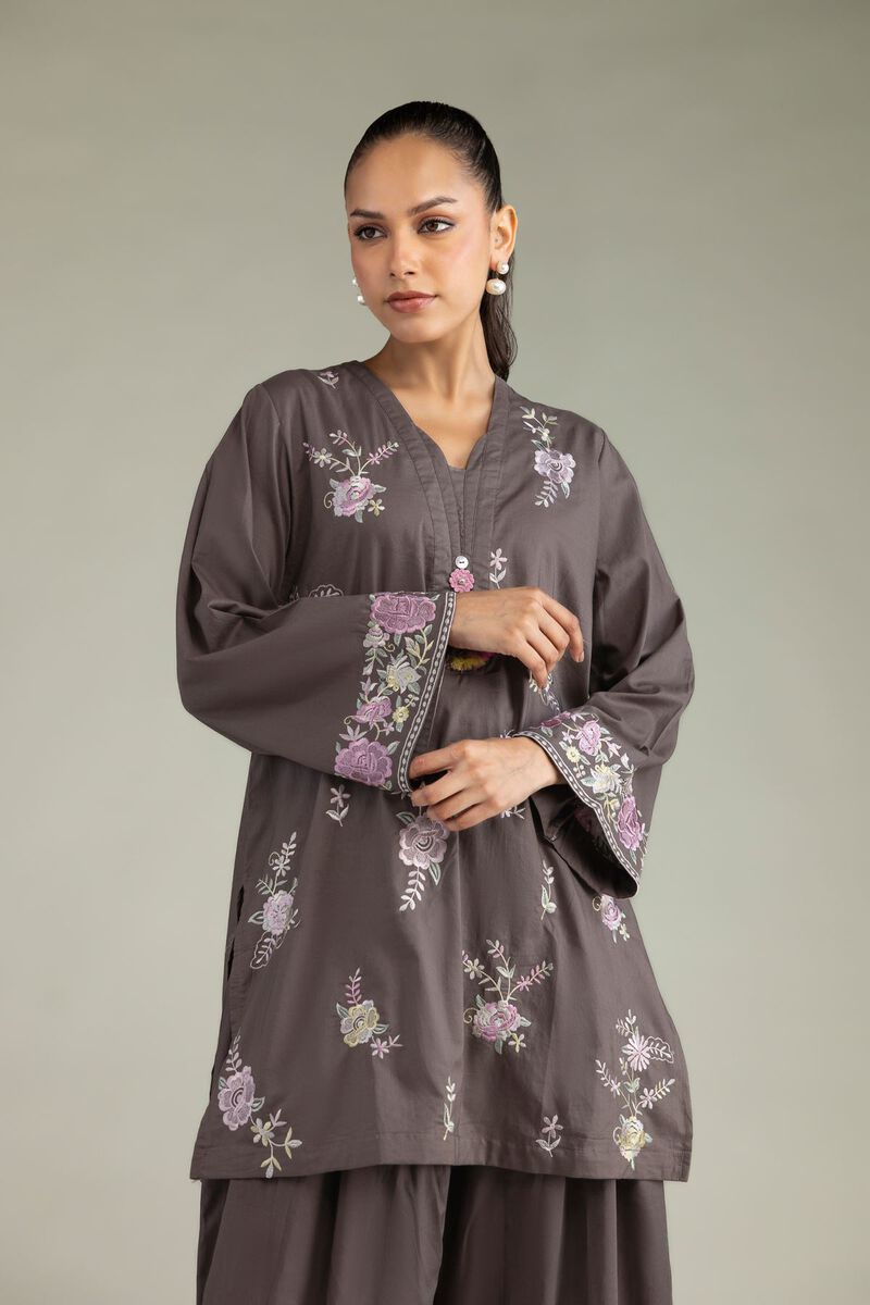 Embroidered | Cambric | Floral V-Neck Kurta | USD 40.00