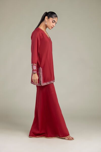 Embroidered | Cambric | Red Solid Pants | USD 30.00