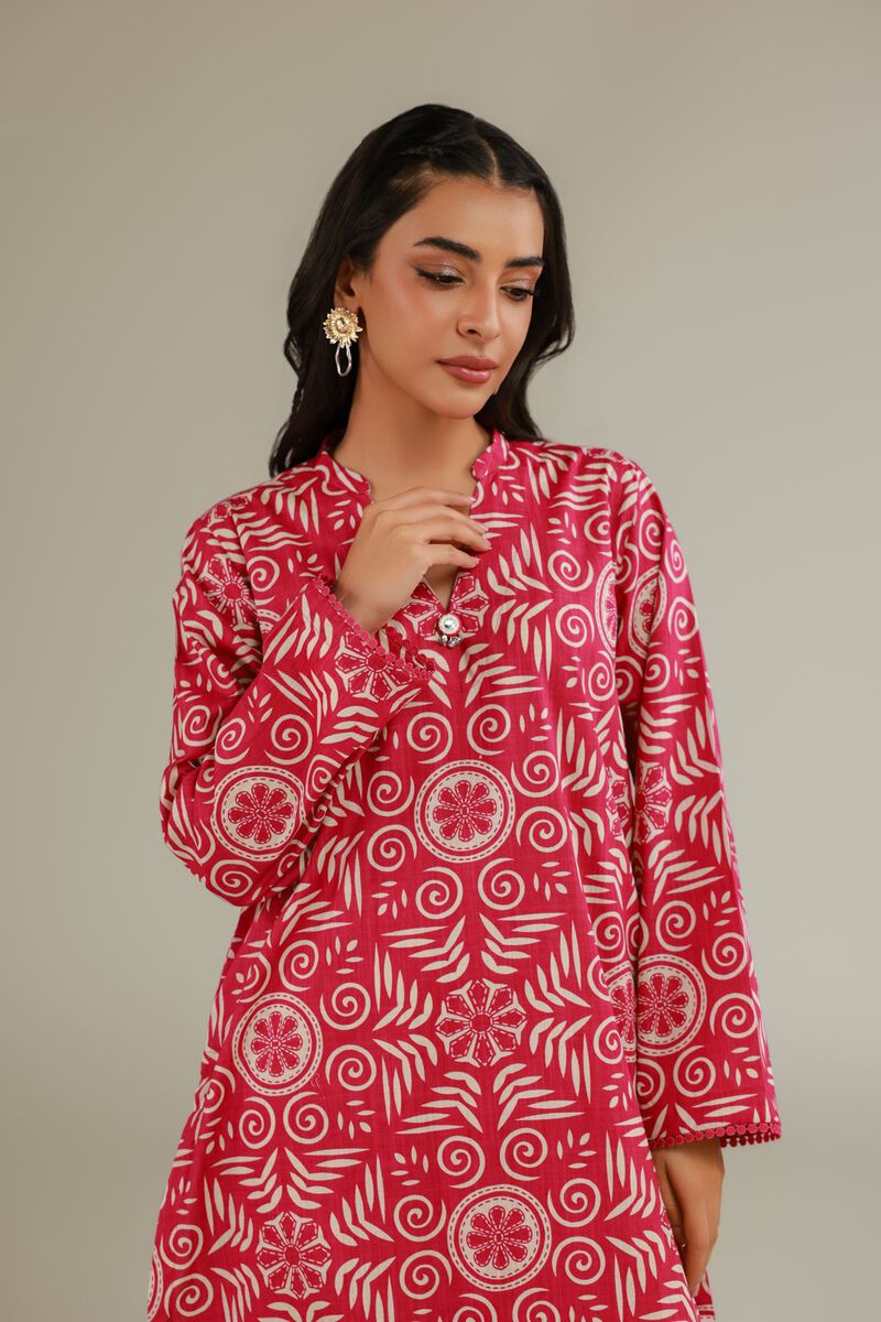 Printed | Textured Cotton | Floral Red Kurta | USD 30.00