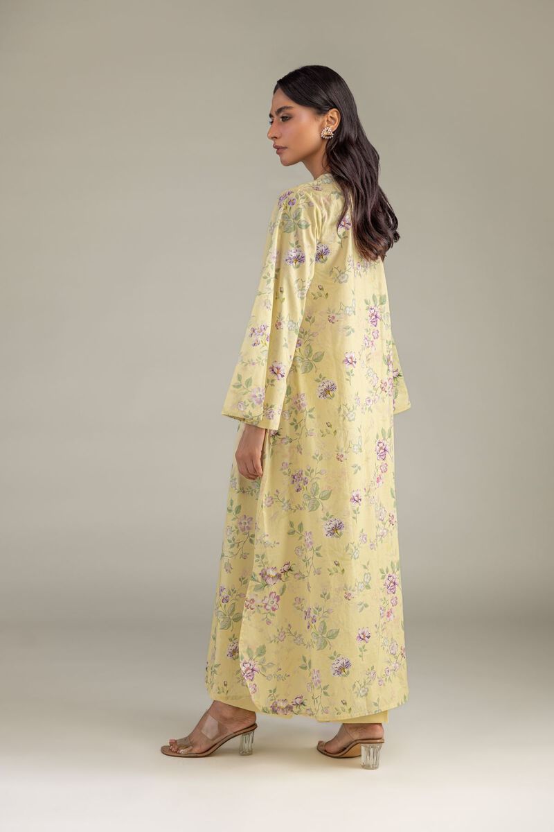 Printed | Cambric | Yellow V-Neck Kurta | USD 35.00