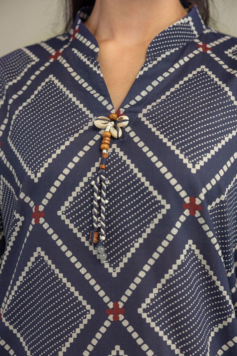 Printed | Cambric | Short Navy Kurta | USD 35.00