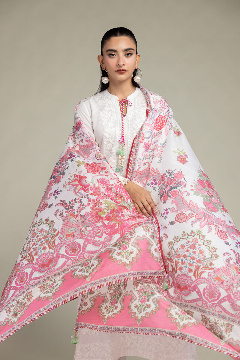 Embroidered  | Polyester Silk | Floral Silk Dupatta | USD 30.00