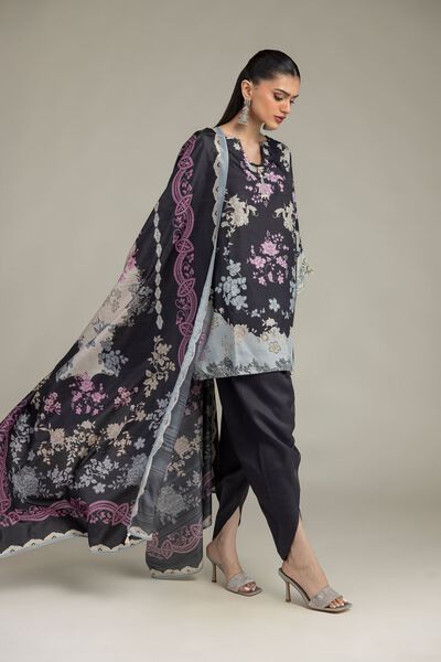 Embroidered | Raw Silk | Black Silk Pants | USD 35.00