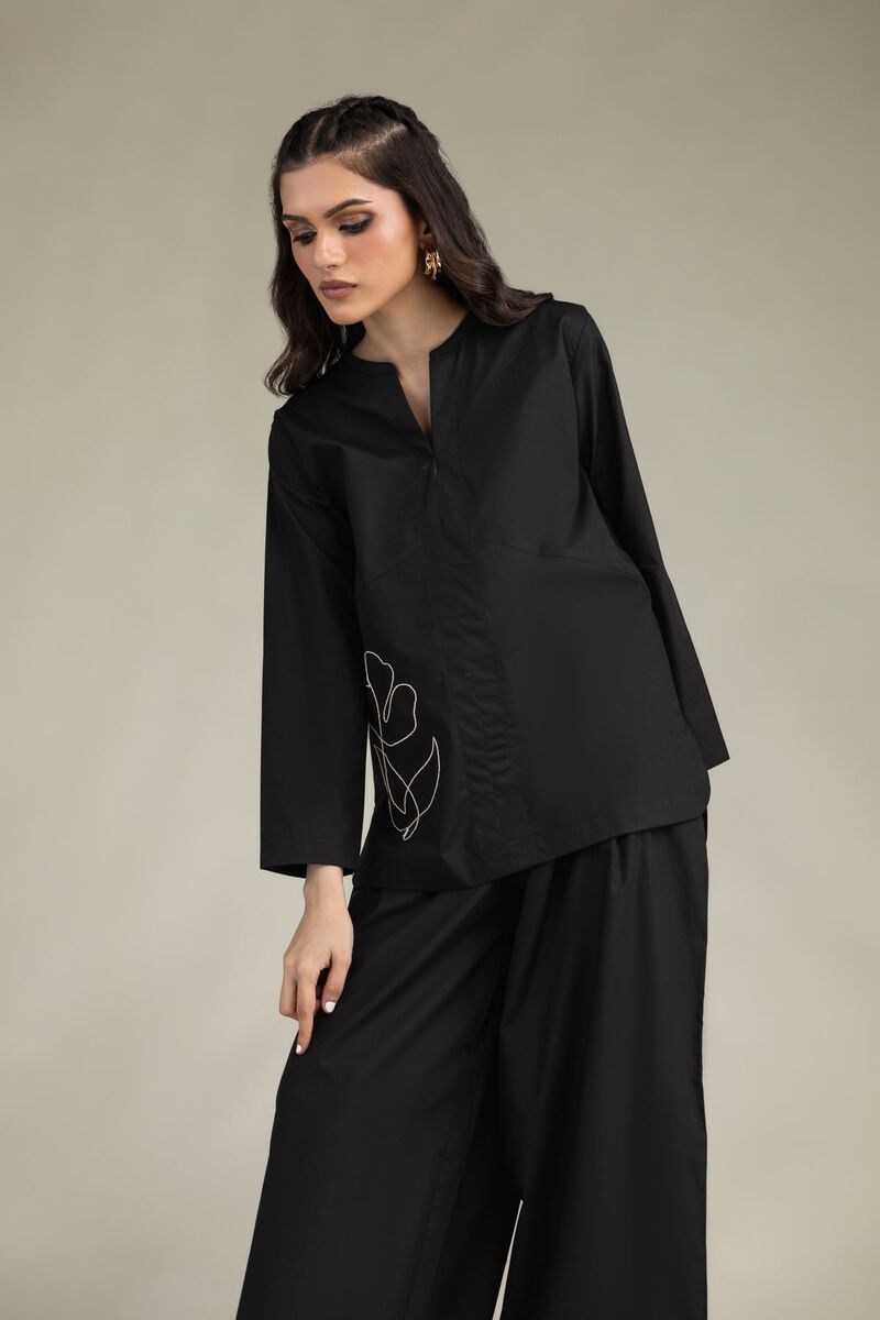 Embroidered | Poplin | Black Poplin Shirt | USD 35.00