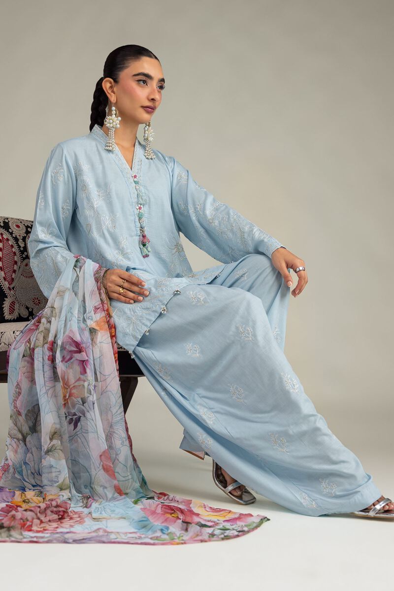 Embroidered | Mesuri | Floral Blue Dupatta | USD 30.00