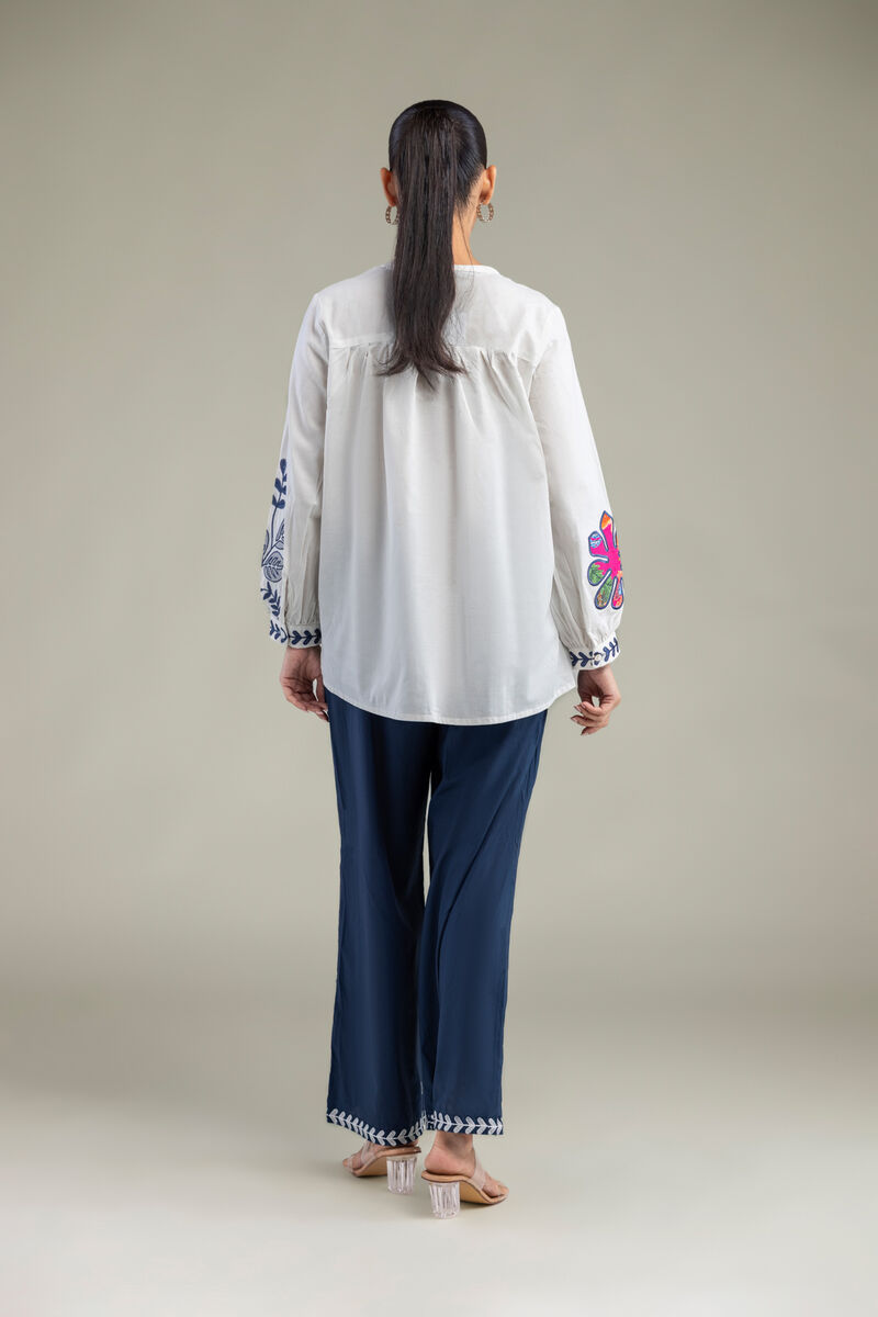 Embroidered | Cambric | Floral Cambric Blouse | USD 45.00