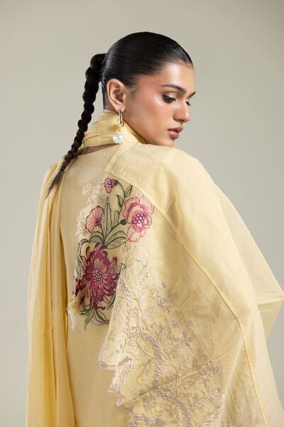 Paper Silk | Floral Silk Dupatta | USD 40.00